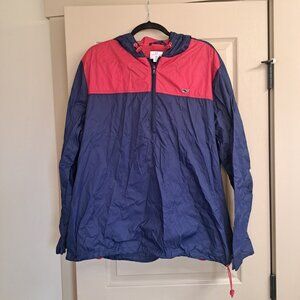 Vineyard Vines mens Rain poncho jacket compactable for traveling XL blue red